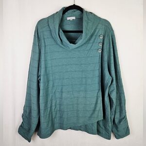 Habitat Lagenlook Cottagecore Boho Cowl Neck Lightweight Long Sleeve XL Green
